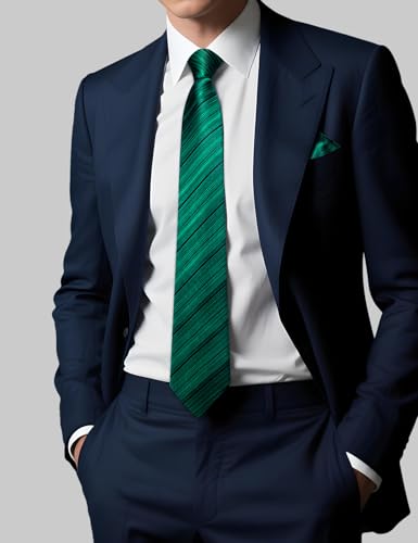 Image of DiBanGu Silk Zipper Ties for Men,Paisley Solid Plaid Pre-tied Tie and Pocket Square Cufflinks Set Formal Adjustable Necktie