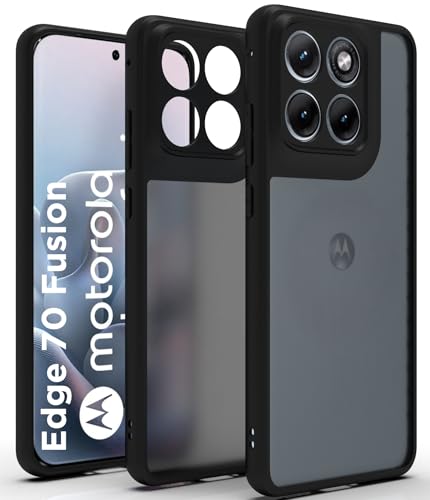 Image of RIGGEAR Shockproof Sleek Hybrid Armor Back Cover Case for Motorola Moto Edge 70 Fusion 5G (Smoke Black Matte PC + Black TPU Bumper)