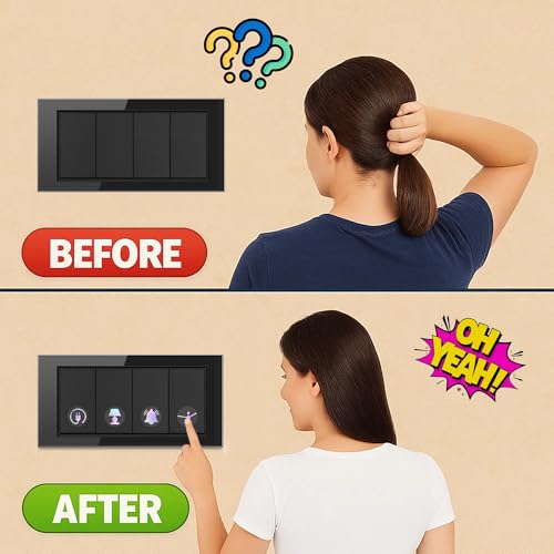Image of GLUN 600 PCS Rainbow Switch Label Stickers 38 Multicolour Icons, Perfect for Identifying Electrical Switches in Home & Office