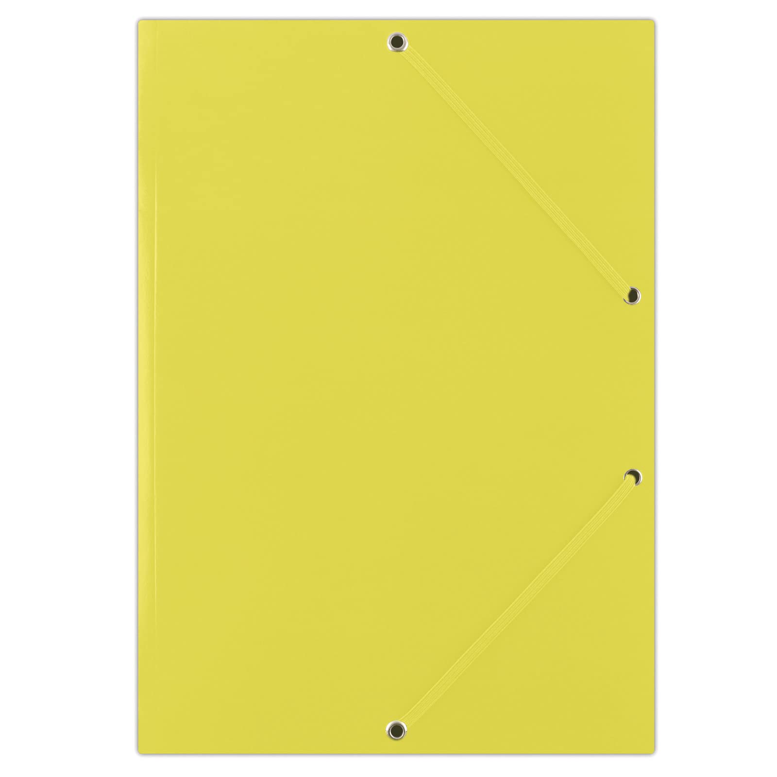 DONAU FEP11G - Carpeta con tensores de esquinas A4 de cartón fuerte y cartón con 2 gomas elásticas, 50 unidades, color amarillo, ideal para oficina y escuela, puntos verdes
