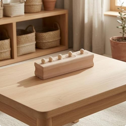 harayaa Jeu D Apprentissage pour Enfants Cylindre à Encastrement Puzzle Cylindres Plateau Rectangulaire Pièces à Pousser Bois, Bois Naturel Ensemble Épais-Fin Interdit De Toucher L Eau – vue 4