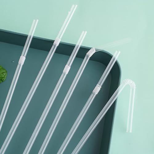 100 pitillos plásticos transparentes flexibles 20 cm miniatura 5