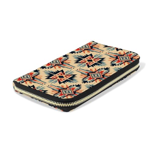American Indian Ethnic Pattern Women's Large Capacity Wallets Holder Wallet Credit Card Clutch Coin Pocket Pu Leather Zipper Closure Deal Gift for Women 212198194
