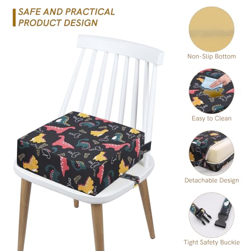 Image of Booster Seat for Kitchen Chair - Strong Support Toddler Booster Seat for Dining Table, Portable Booster Chair with Adjustable Elasticity Straps for Toddlers Eating Travel Home