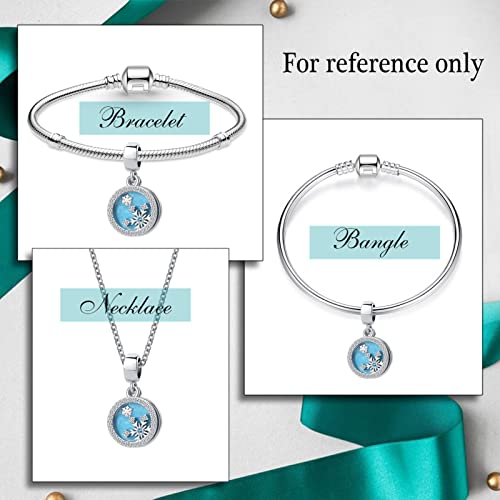 Snowflake Winter Dangle Charm Christmas Green Enamel Dangle Bead for Pandora Bracelet4