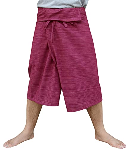 RaanPahMuang Thin Striped Cotton Two Tone Fisherman Capri Wrap Pants