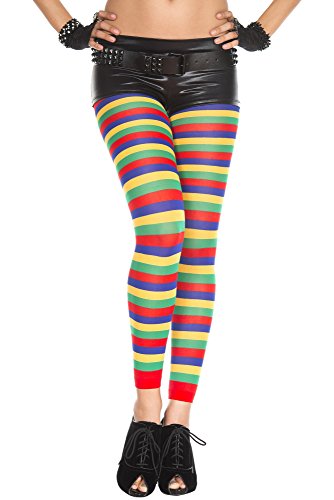 Music Legs Women's Rainbow Striped Leggings, As Shown, One Size, Pack Of 6