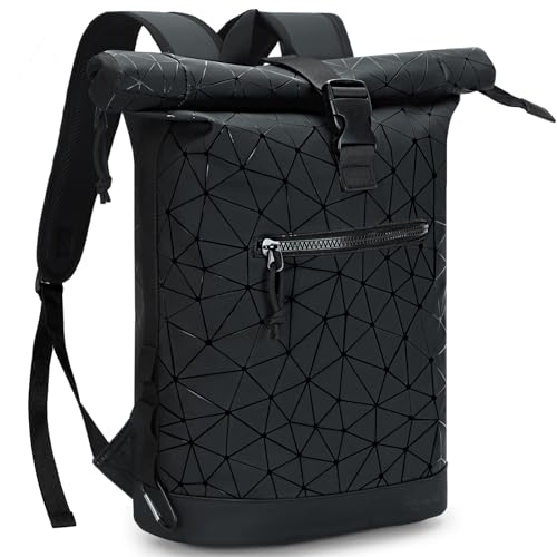 Lekeinchi Mochila Enrollable para Hombre, Mochila Impermeable Mujer para Portátil 17 Pulgadas, Elegante mochila de Viaje Mochilas tipo Casual para Viajes, Ciclismo, Escuela Uni, Rómbico