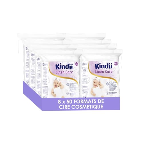 Lingettes humides réduction des bactéries au lin naturel Kindii Linen Care 8 paquets