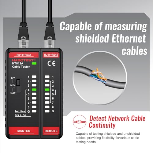 network cable tester habotest ht812a with rj45 rj11 port ethernet cable tester toolspeaker coax video and data fastslow gear 60v cable telephone line continuity test for cat5cat5ecat6cat6a