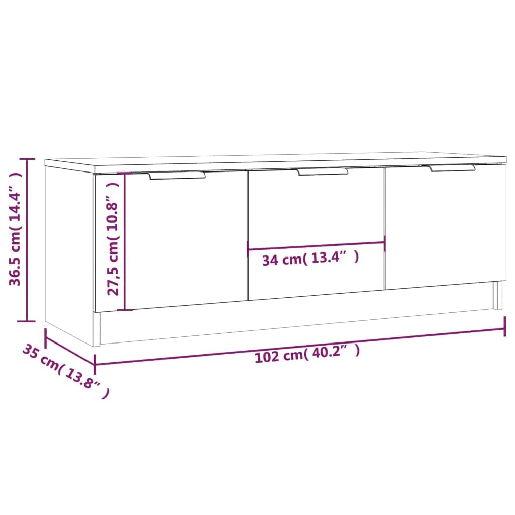 vidaXL Mobile Porta TV Bianco 102x35x36,5 cm in Legno Multistrato