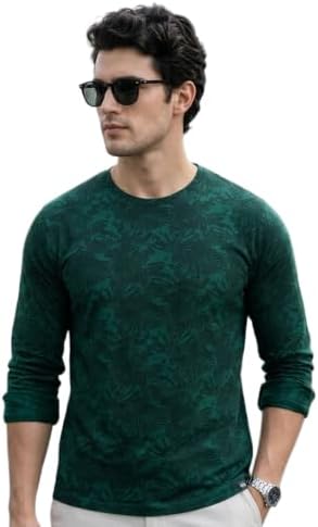 Urbano Fashion Men's Printed Full Sleeve Slim Fit Cotton T-Shirt