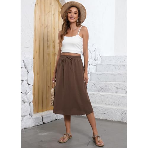 Image of Witsmile Flowy Skirt Elastic High Waist A-Line Skirt with Pockets Bohemia Cover-up for Women 2026 Trendy(S-2XL)