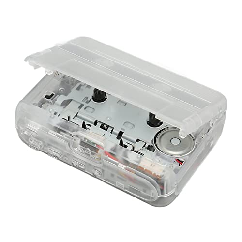 Sanpyl Cassette Player with Earphone, Transparent Retro Portable Cassette Tape Player, Cassette Tape to MP3 Player with 3.5mm Headphone Jack, Auto Reverse, for Laptops and PCs