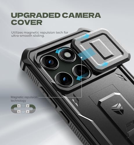 Dexnor for Motorola Moto Edge 2025 Case, [2 Front Frame] [Built-in Magnetic Slide Camera Cover & Kickstand] Heavy Duty Protection Shockproof Phone Case with Screen Protector, 6.7 inch Black by Dexnor - Used condition - Image 3