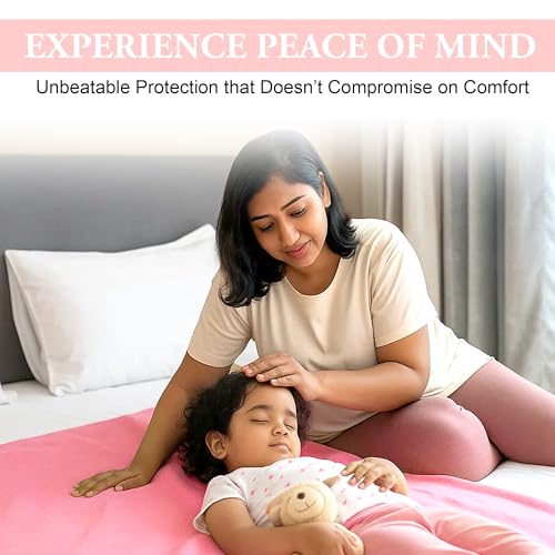 Image of GLUN Quick Dry Absorbent Baby Bed Sheet for Mattress Protector, Pack of 2 Baby Pink & Baby Lavender Bed Sheet, Size 70x100cm, Waterproof, Quick Drying Material, Anti-Itching Cloth