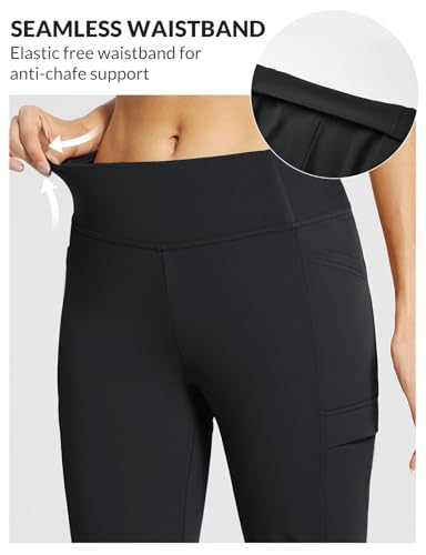 baleaf Women's Fleece Lined Pants Yoga Pants Warm Thermal Winter High Waisted Straight Leg Leggings with 6 Pockets4