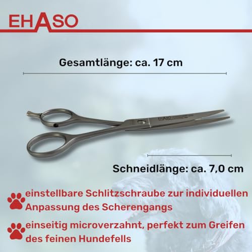 EHASO Gebogene, langlebige Hundeschere Rostfrei, 17 cm matt