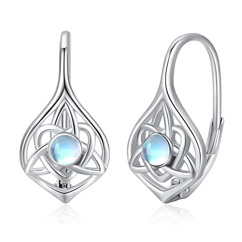 StoryMidir ピアス ムーンストーン ケルト フックピアス シルバー925 金属アレルギー対応 レディース ピアス 月長石 プラチナ仕上げ 純銀 華奢 透かし プレゼント ジュエリー アクセサリー 女性ヘの贈り物 ギフト 成人の日 クリスマス ホワイトデー 母の日 誕生日 お祝い 記念日