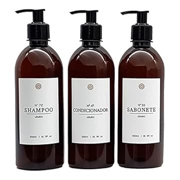 Frascos Ambar 3Pçs Shampoo Condicionador Sabonete 500Ml Pet Cilíndrico