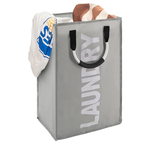 FB FunkyBuys 42L Foldable Laundry Basket, Large Laundry Bag with Carry Handles, Durable Washing Baskets for Laundry, Labelled Laundry Bin for Clothes, Wash Baskets for laundry Room and Bedroom