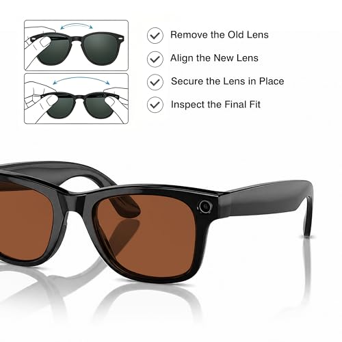 Image of YEIN Replacement Lenses for Ray-Ban Meta RW4006 /RW4012(50mm), Photochromic /Blue Light Blocking /Polarized Sunglasses Lenses
