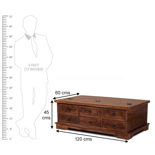 Image of The Attic Leamington Coffee Table, Coffee Table for Living Room, Solid Wood Centre Table, Honey Matte Finish