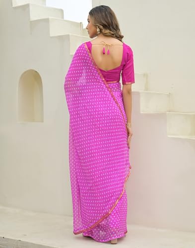 Image of SIRIL Women's Chiffon Printed Saree with Unstitched Blouse Piece