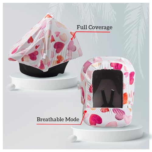 Image of Baby Car Seat Canopy Cover, Breathable Sun Shade, Full Privacy for Newborns & Infants, Universal Fit for Boys & Girls