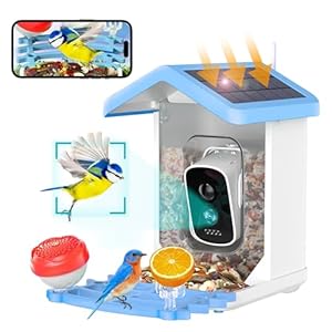 Bird Feeder with Camera, 4K HD Smart Solar Bird Feeder, AI Identify Bird Species, Birdhouse Camera, Live View, Capture Bird Video, with Bird Lovers Unlimited Shared Bird Feeder Webcam