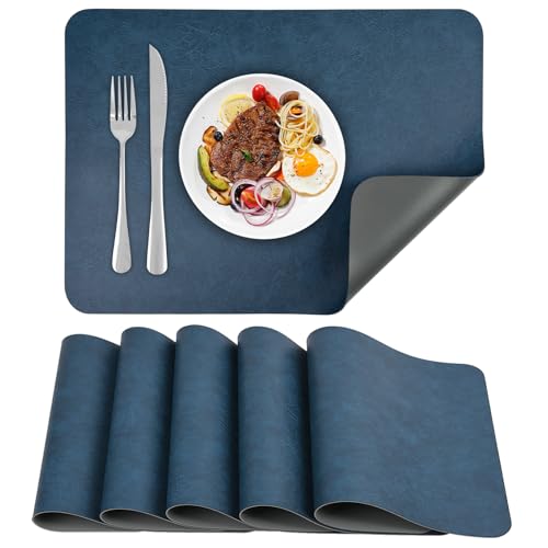 APLKER Set de Table en Cuir Lot de 6 Sets de Table Lavable imperméables PU Résistant à la Chaleur pour Cuisines Restaurants et hôtels 43 x 30 cm/16.9 *...