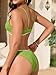 seamoly Womens Swimming Suit Sexy Lace Trim Thong Bottom Adjustable Straps Bow Accent Sexy Cute Fashion Swimwear Green XL