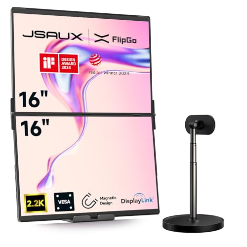 Image of JSAUX FlipGo Pro 16 inch Dual Portable Monitors Upgrade Magnetic Stand