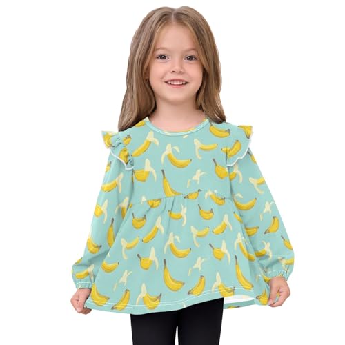 Delicious Banana Girls Shirts Cotton Long Sleeve Ruffle Toddler Tee Tops3