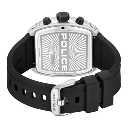 Image of Police Black Dial Chronograph Silicone Strap Watch for Men