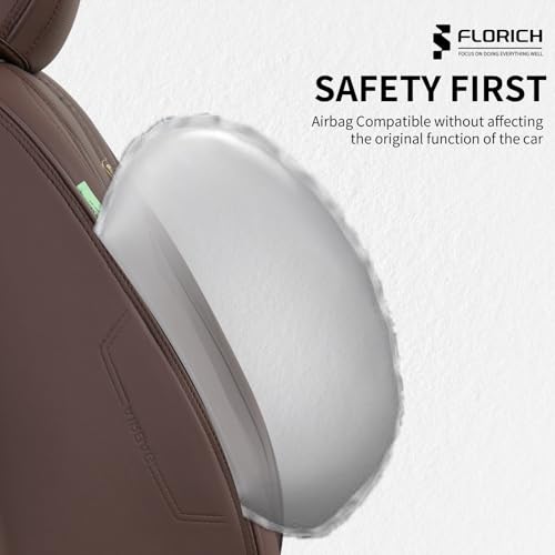 Image of Car Seat Covers, Dark&Brown Leather Car Seat Covers Front Seats, Premium Leatherette Car Seat Cushion for Cars, Automotive Seat Protectors Universal Fit for Most Sedans Cars SUV Trucks
