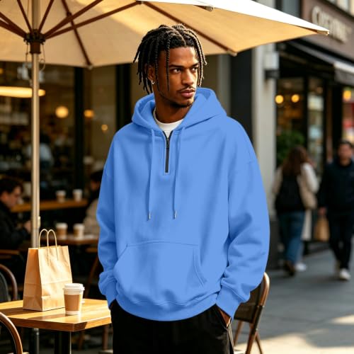 Fleece Hoodie Men Fleece Quarter Zip Pullover Sweatshirt Sweat Shirt - image 3