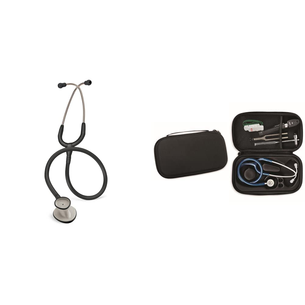 3M Littmann Lightweight II S.E. Stetofonendoscopio Nero + GIMA ASTUCCIO PORTA FONENDO, Nero, Uso Professionale