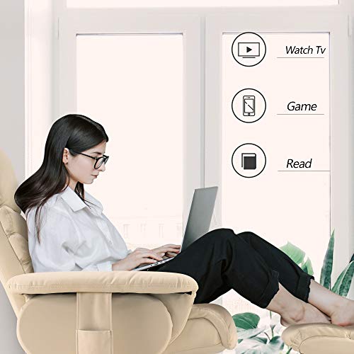 Mcombo Recliner With Ottoman, Reclining Chair With Massage, 360 Swivel Living Room Chair Faux Leather, 7902 (Creme White) #TOP6