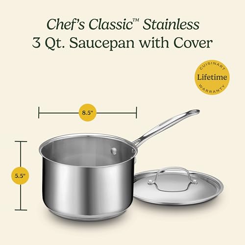 Image of Cuisinart 7193-20P Chef's Classic Stainless 3-Quart Cook and Pour Saucepan with Cover