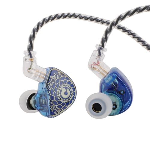 Linsoul TANGZU Wan’er S.G HiFi 10mm Dynamic Driver PET Diaphragm In-Ear Earphone With Ergonomic Shape, Detachable 2Pin OFC Braided Cable for Audiophile Musician DJ Stage (Blue, With Mic)