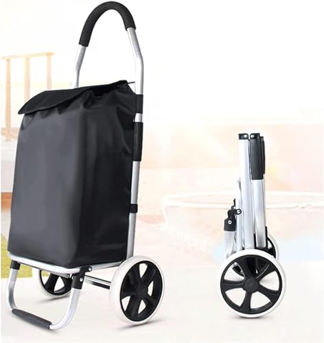 Carrito de compras plegable de aleación de aluminio negro miniatura 4