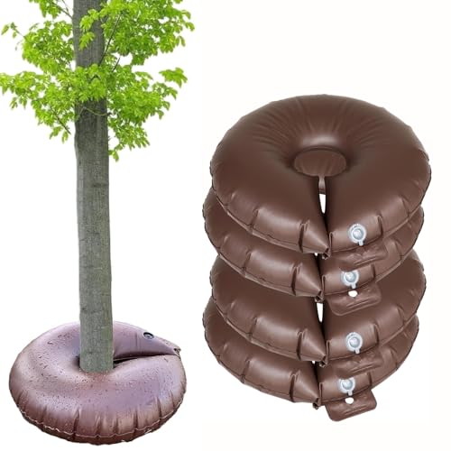 4-Pack 15Gallon Tree Watering Bags/Rings - Deep Root Slow-Release Automatic Drip Irrigation System, Water-Saving Low-Profile Design for Multi-Trunk & Newly Planted Small Trees/Shrubs