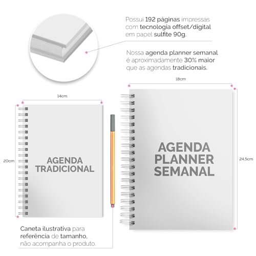 Agenda Planner Semanal 2025 Floral Sakura Rosa Claro