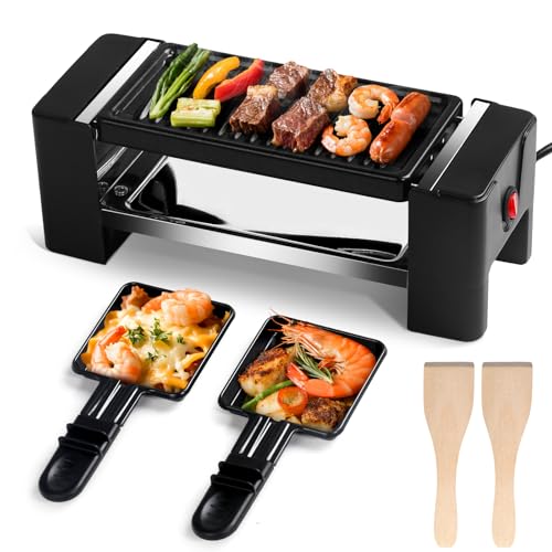 Electric Griddle Indoor Grill Small Korean BBQ Grill, Mini Electric Grill Outdoor with 2 Raclette...