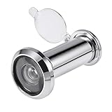 sourcing Map - Visor de puerta de latón macizo de 220 grados con cubierta de privacidad para puertas de 1-3/8 a 2-1/4 pulgadas de grosor, acabado cromado pulido