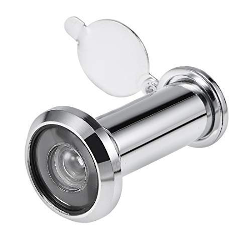 uxcell Mirilla de puerta de latón macizo con ángulo de visión de 220 grados y cubierta, para puertas de 35mm a 55mm de espesor, acabado en cromo pulido miniatura 1