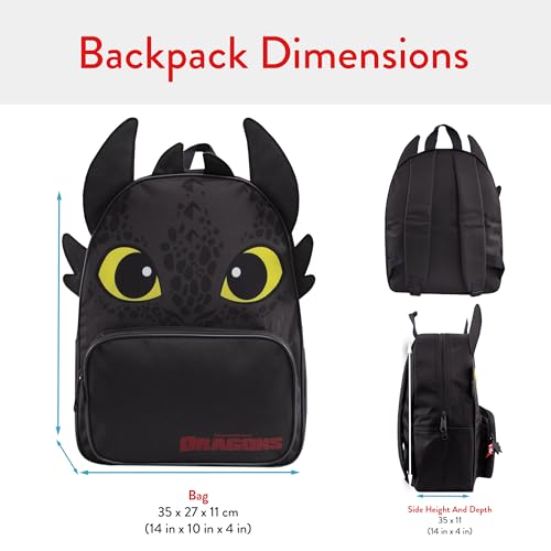 How To Train Your Dragon Kinderrucksack Jungen, Toothless Kinderrucksack, Drachenzähmen Rucksack Jungen, Einheitsgröße, Schwarz
