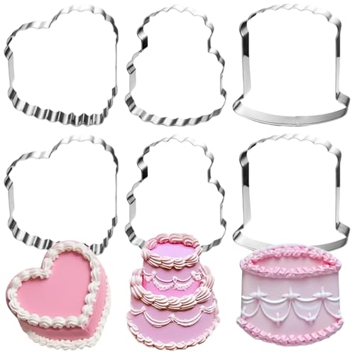 Ordeonrus 6 Pcs Vintage Double Layer Cake Cookie Metal Biscuit Molds Cutter Vintage Cake Cookie Cutters Set Stainless Steel Mold For Birthday, Wedding, Christmas, And Holiday Cookies