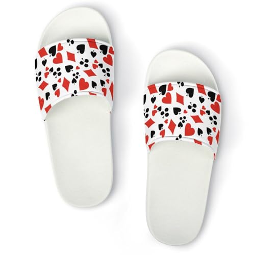 Poker Card Print Slides Shoes Men Womans Slide Sandals Non Slip Shower Open Toe Shoe Lightweight Casual Footwear